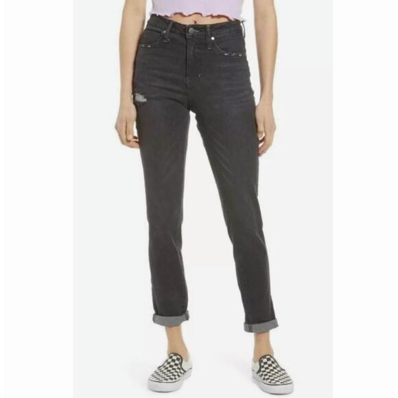 BP Nordstrom Black Distressed Mom Jeans Size 24 NWT - Picture 1 of 6